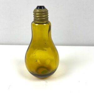 Vintage Amber Glass Light Bulb Shaped Shaker Mid Century Blown Glass 5.5"